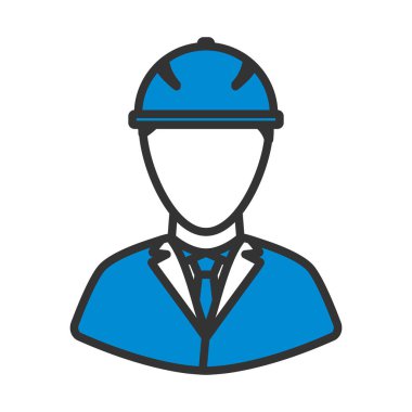 Miğferli İnşaat İşçi Şefi Simgesi. Renk Doldurma Tasarımı ile Düzenlenebilir Kalın Tasarım. Vektör İllüstrasyonu.