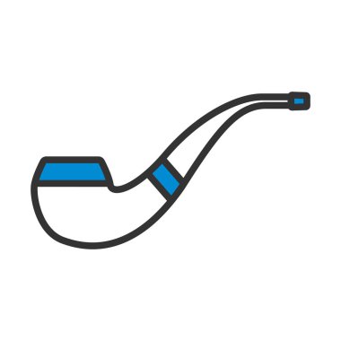 Sigara İçen Pipo Simgesi. Renk Doldurma Tasarımı ile Düzenlenebilir Kalın Tasarım. Vektör İllüstrasyonu.