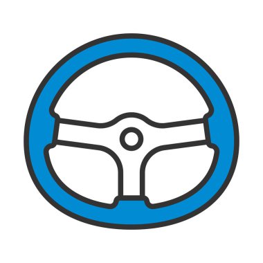 Direksiyon simidi ikonu. Renk Doldurma Tasarımı ile Düzenlenebilir Kalın Tasarım. Vektör İllüstrasyonu.