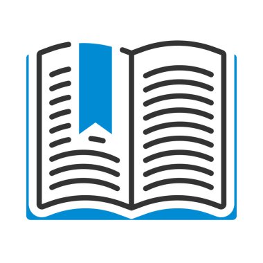 Yer İmli Açık Kitap Simgesi. Renk Doldurma Tasarımı ile Düzenlenebilir Kalın Tasarım. Vektör İllüstrasyonu.