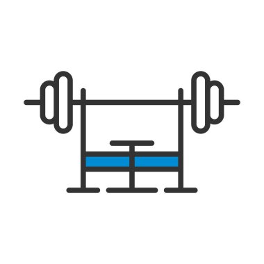 Halterli Benç Simgesi. Renk Doldurma Tasarımı ile Düzenlenebilir Kalın Tasarım. Vektör İllüstrasyonu.