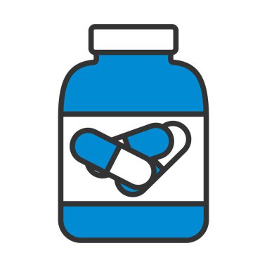 Konteynırda spor hapları ikonu. Renk Doldurma Tasarımı ile Düzenlenebilir Kalın Tasarım. Vektör İllüstrasyonu.