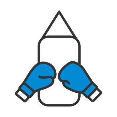 Boks Armudu ve Eldiveni ikonu. Renk Doldurma Tasarımı ile Düzenlenebilir Kalın Tasarım. Vektör İllüstrasyonu.