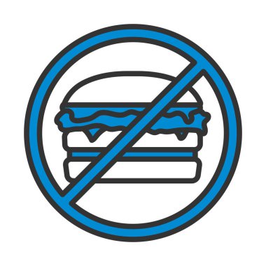Yasak Hamburger ikonu. Renk Doldurma Tasarımı ile Düzenlenebilir Kalın Tasarım. Vektör İllüstrasyonu.