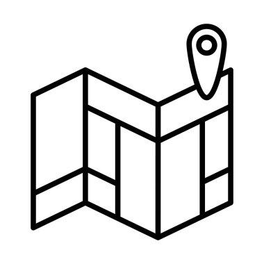 Harita Şeması Simgesi. Düzenlenebilir genişlikte kalın tasarım. Vektör İllüstrasyonu.