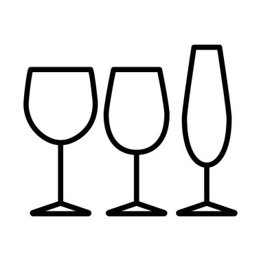 Gözlük Simgesi. Düzenlenebilir genişlikte kalın tasarım. Vektör İllüstrasyonu.