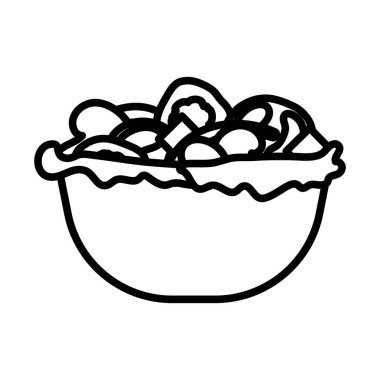 Tabakta salata resmi. Düzenlenebilir genişlikte kalın tasarım. Vektör İllüstrasyonu.