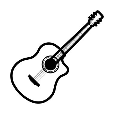 Akustik Gitar Simgesi. Düzenlenebilir genişlikte kalın tasarım. Vektör İllüstrasyonu.