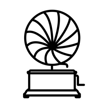 Gramofon Simgesi. Düzenlenebilir genişlikte kalın tasarım. Vektör İllüstrasyonu.