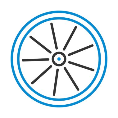 Bisiklet Tekerleği Simgesi. Renk Doldurma Tasarımı ile Düzenlenebilir Kalın Tasarım. Vektör İllüstrasyonu.