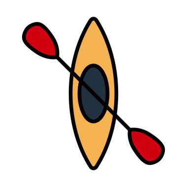 Kayak ve Kürek Simgesi. Renk Doldurma Tasarımı ile Düzenlenebilir Kalın Tasarım. Vektör İllüstrasyonu.