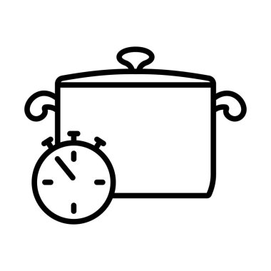 Pan With Stopwatch Icon. Bold outline design with editable stroke width. Vector Illustration. clipart