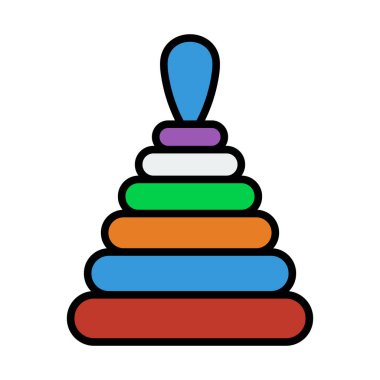 Piramit Oyuncak Simgesi. Renk Doldurma Tasarımı ile Düzenlenebilir Kalın Tasarım. Vektör İllüstrasyonu.