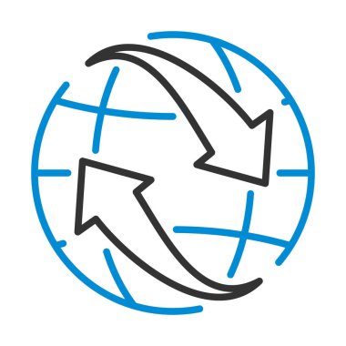 Oklu Dünya ikonu. Renk Doldurma Tasarımı ile Düzenlenebilir Kalın Tasarım. Vektör İllüstrasyonu.