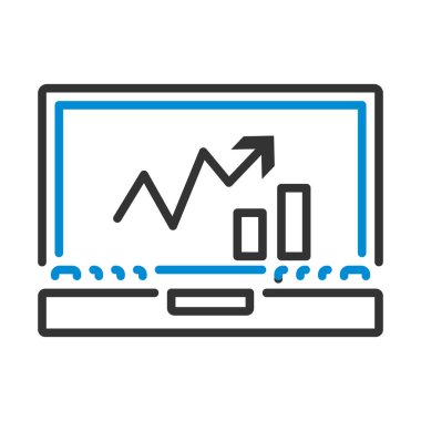 Haritalı dizüstü bilgisayarın simgesi. Renk Doldurma Tasarımı ile Düzenlenebilir Kalın Tasarım. Vektör İllüstrasyonu.