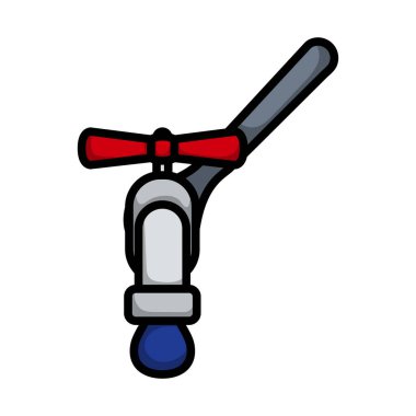 Anahtarın ve Musluğun Simgesi. Renk Doldurma Tasarımı ile Düzenlenebilir Kalın Tasarım. Vektör İllüstrasyonu.