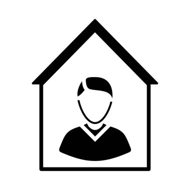 Ev İkonası Kal. Siyah Şablon Tasarımı. Vektör İllüstrasyonu.