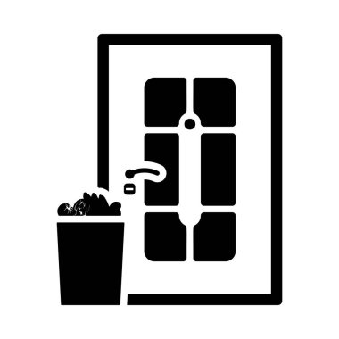 Food Delivery Icon. Black Stencil Design. Vector Illustration.