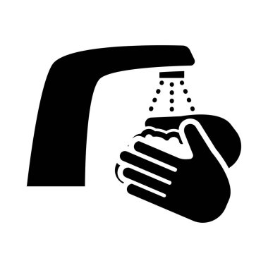 El yıkama ikonu. Siyah Şablon Tasarımı. Vektör İllüstrasyonu.