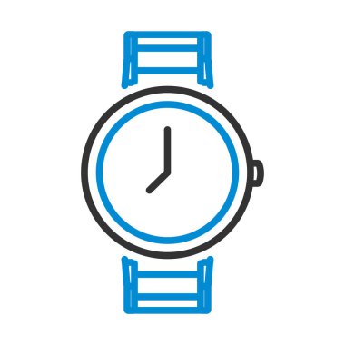 İş kadını ikonu izliyor. Renk Doldurma Tasarımı ile Düzenlenebilir Kalın Tasarım. Vektör İllüstrasyonu.