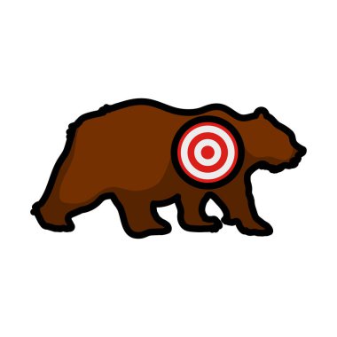 Hedefli Ayı Silueti Simgesi. Renk Doldurma Tasarımı ile Düzenlenebilir Kalın Tasarım. Vektör İllüstrasyonu.