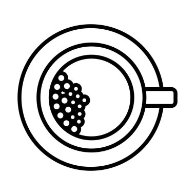 Kahve kupası ikonu. Düzenlenebilir genişlikte kalın tasarım. Vektör İllüstrasyonu.