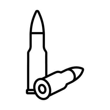 Tüfek Cephane Simgesi. Düzenlenebilir genişlikte kalın tasarım. Vektör İllüstrasyonu.