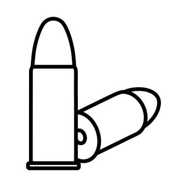 Tabanca Mermi Simgesi. Düzenlenebilir genişlikte kalın tasarım. Vektör İllüstrasyonu.
