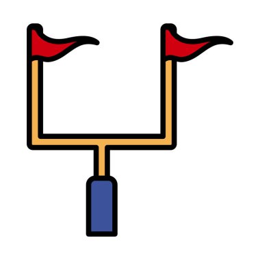 Amerikan Futbol Gol Posta Simgesi. Renk Doldurma Tasarımı ile Düzenlenebilir Kalın Tasarım. Vektör İllüstrasyonu.