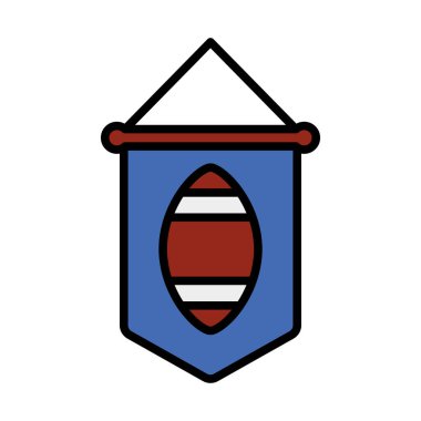 Amerikan Futbolu Pennant Simgesi. Renk Doldurma Tasarımı ile Düzenlenebilir Kalın Tasarım. Vektör İllüstrasyonu.