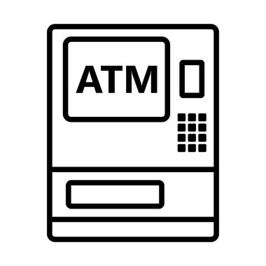 ATM Simgesi. Düzenlenebilir genişlikte kalın tasarım. Vektör İllüstrasyonu.