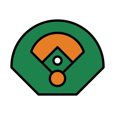 Beyzbol Sahası Havacılık Görünüm Simgesi. Renk Doldurma Tasarımı ile Düzenlenebilir Kalın Tasarım. Vektör İllüstrasyonu.