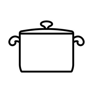 Mutfak Pan Simgesi. Düzenlenebilir genişlikte kalın tasarım. Vektör İllüstrasyonu.