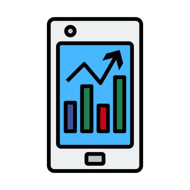 Analitik Diyagram Simgesi olan akıllı telefon. Renk Doldurma Tasarımı ile Düzenlenebilir Kalın Tasarım. Vektör İllüstrasyonu.