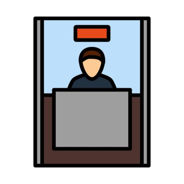 Banka Katibi Simgesi. Renk Doldurma Tasarımı ile Düzenlenebilir Kalın Tasarım. Vektör İllüstrasyonu.