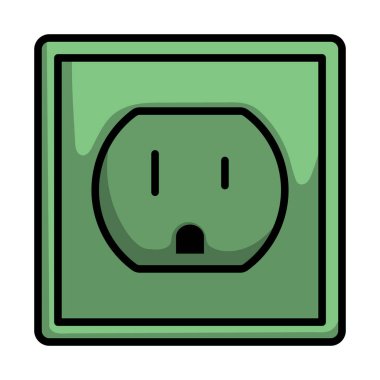 Elektrik prizi simgesi. Renk Doldurma Tasarımı ile Düzenlenebilir Kalın Tasarım. Vektör İllüstrasyonu.