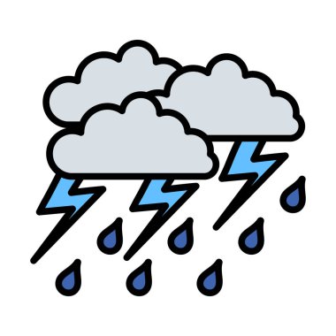 Fırtına Simgesi. Renk Doldurma Tasarımı ile Düzenlenebilir Kalın Tasarım. Vektör İllüstrasyonu.