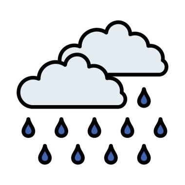 Yağmur Simgesi. Renk Doldurma Tasarımı ile Düzenlenebilir Kalın Tasarım. Vektör İllüstrasyonu.