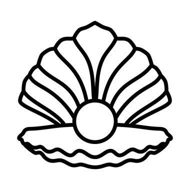 Açık Deniz Kabuğu Simgesi. Düzenlenebilir genişlikte kalın tasarım. Vektör İllüstrasyonu.