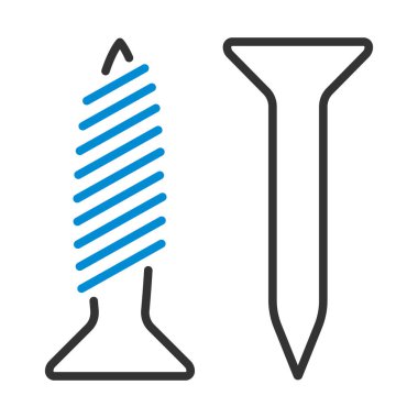 Vida ve Çivi Simgesi. Renk Doldurma Tasarımı ile Düzenlenebilir Kalın Tasarım. Vektör İllüstrasyonu.