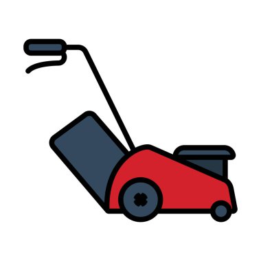 Çim biçme makinesi simgesi. Renk Doldurma Tasarımı ile Düzenlenebilir Kalın Tasarım. Vektör İllüstrasyonu.