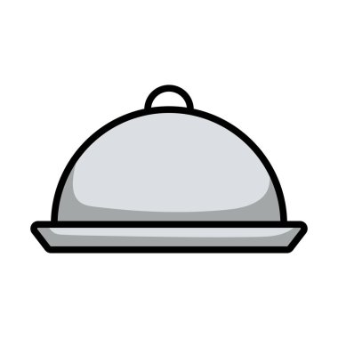 Restoran Cloche 'nin ikonu. Renk Doldurma Tasarımı ile Düzenlenebilir Kalın Tasarım. Vektör İllüstrasyonu.