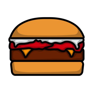 Icon Of Hamburger. Editable Bold Outline With Color Fill Design. Vector Illustration. clipart