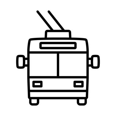Trolleybus Simgesi. Düzenlenebilir genişlikte kalın tasarım. Vektör İllüstrasyonu.