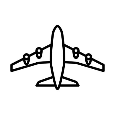 Uçak Kalkış Simgesi. Düzenlenebilir genişlikte kalın tasarım. Vektör İllüstrasyonu.