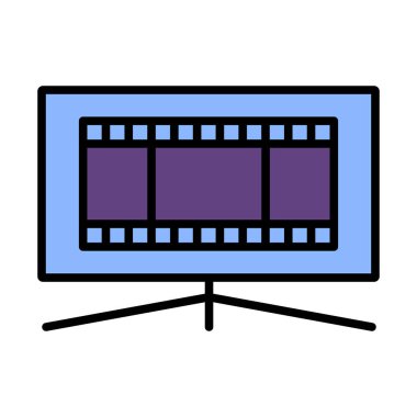 Sinema TV Ekran Simgesi. Renk Doldurma Tasarımı ile Düzenlenebilir Kalın Tasarım. Vektör İllüstrasyonu.