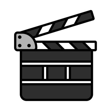 Film alkışlama tahtası simgesi. Renk Doldurma Tasarımı ile Düzenlenebilir Kalın Tasarım. Vektör İllüstrasyonu.