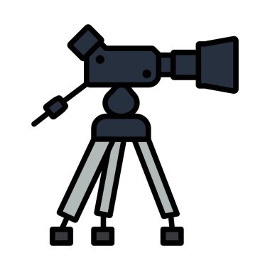 Film kamerası simgesi. Renk Doldurma Tasarımı ile Düzenlenebilir Kalın Tasarım. Vektör İllüstrasyonu.