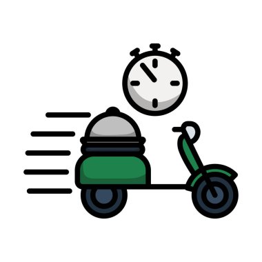Restaurant Scooter Delivery Icon. Editable Bold Outline With Color Fill Design. Vector Illustration.
