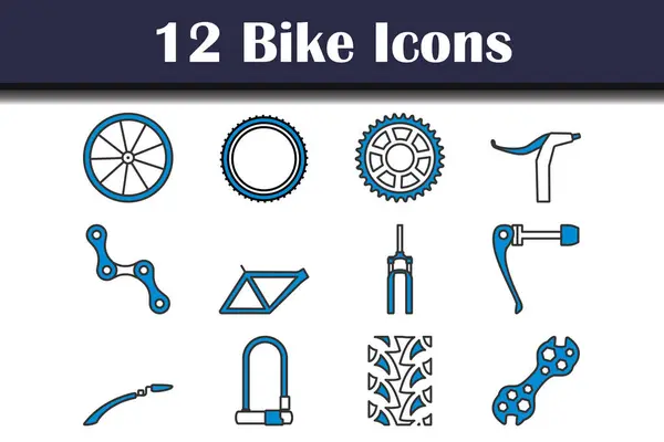 Bike Icon Set Editable Bold Outline Color Fill Design Vector Stock Illustration